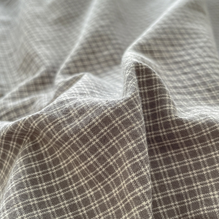 91家纺网 家纺一手货源 找家纺 花漾家居 2026新款全棉色织水洗棉复古花边无印格条被套三件套四件套 星光洛可