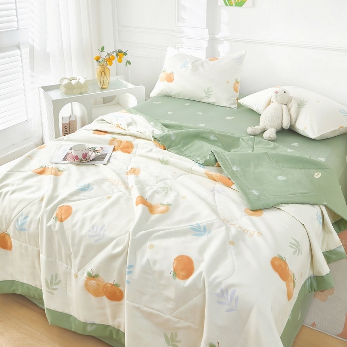 91家纺网 家纺一手货源 找家纺 黛妮雅 2026新款里外全棉印花棉花被纯棉夏被夏凉被空调被 夏被四件套鲜橙多