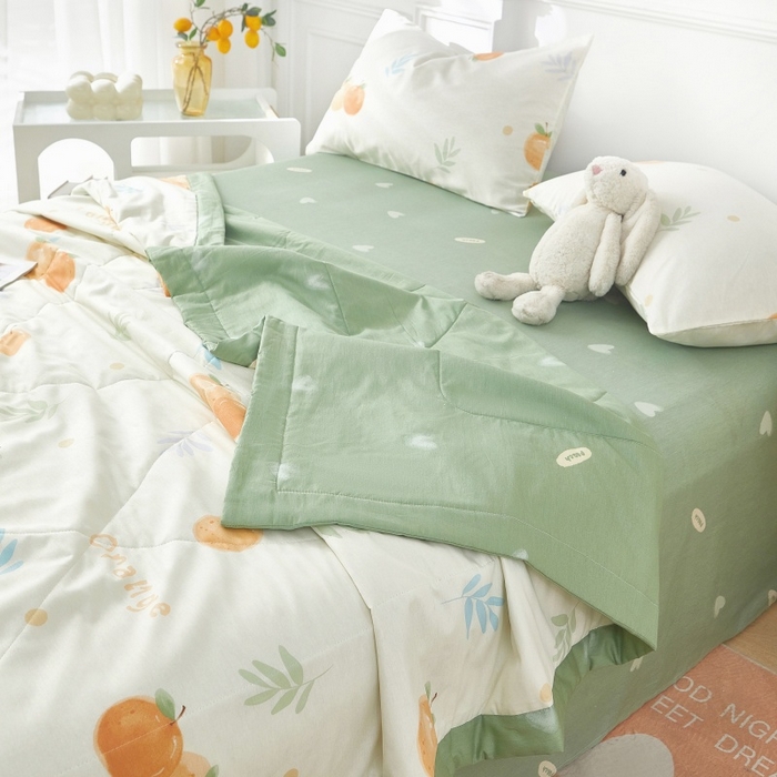 91家纺网 家纺一手货源 找家纺 黛妮雅 2026新款里外全棉印花棉花被纯棉夏被夏凉被空调被 夏被四件套鲜橙多