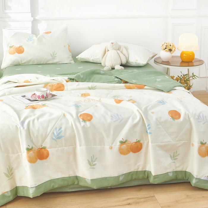 91家纺网 家纺一手货源 找家纺 黛妮雅 2026新款里外全棉印花棉花被纯棉夏被夏凉被空调被 夏被四件套鲜橙多
