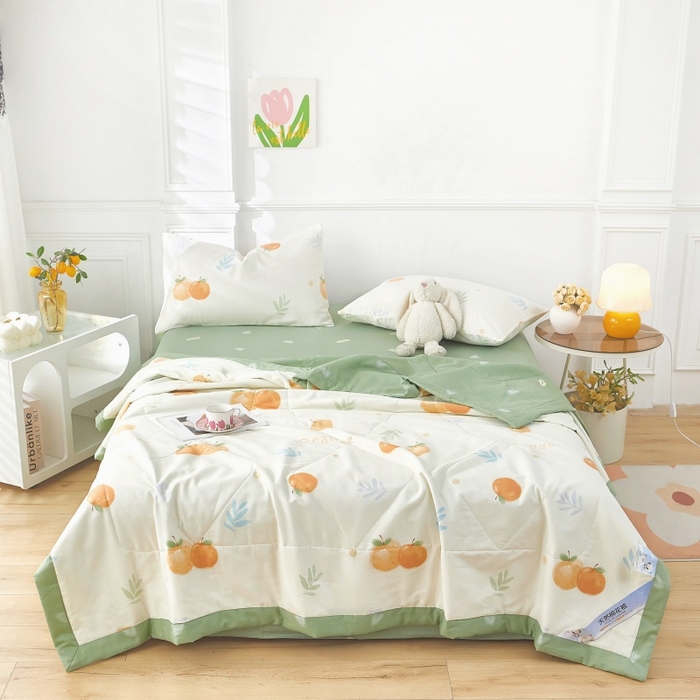 91家纺网 家纺一手货源 找家纺 黛妮雅 2026新款里外全棉印花棉花被纯棉夏被夏凉被空调被 夏被四件套鲜橙多