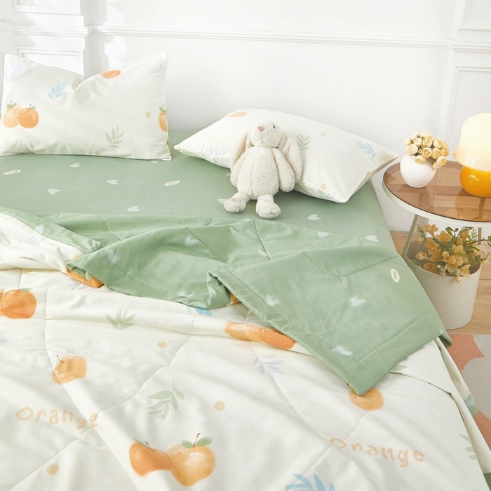 91家纺网 家纺一手货源 找家纺 黛妮雅 2026新款里外全棉印花棉花被纯棉夏被夏凉被空调被 夏被四件套鲜橙多