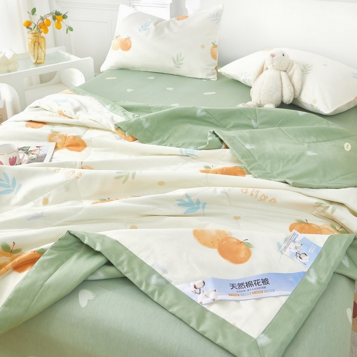 91家纺网 家纺一手货源 找家纺 黛妮雅 2026新款里外全棉印花棉花被纯棉夏被夏凉被空调被 夏被四件套鲜橙多