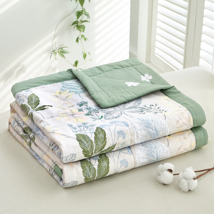 91家纺网 家纺一手货源 找家纺 黛妮雅 2026新款里外全棉印花棉花被纯棉夏被夏凉被空调被 夏被四件套叶初