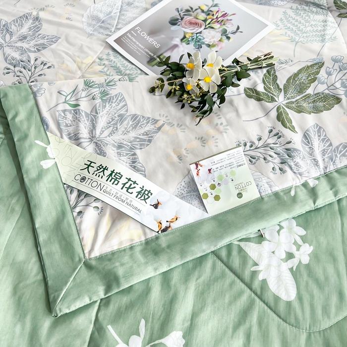 91家纺网 家纺一手货源 找家纺 黛妮雅 2026新款里外全棉印花棉花被纯棉夏被夏凉被空调被 夏被四件套叶初