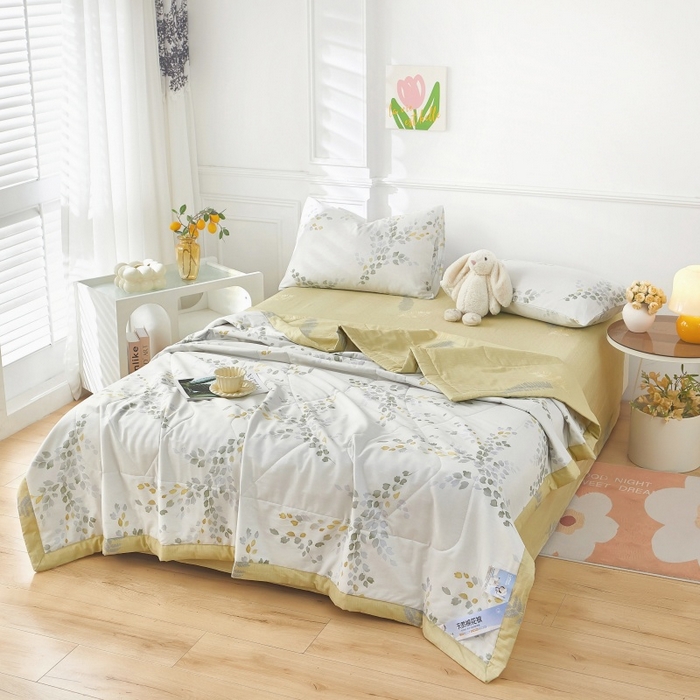 91家纺网 家纺一手货源 找家纺 黛妮雅 2026新款里外全棉印花棉花被纯棉夏被夏凉被空调被 夏被四件套心语