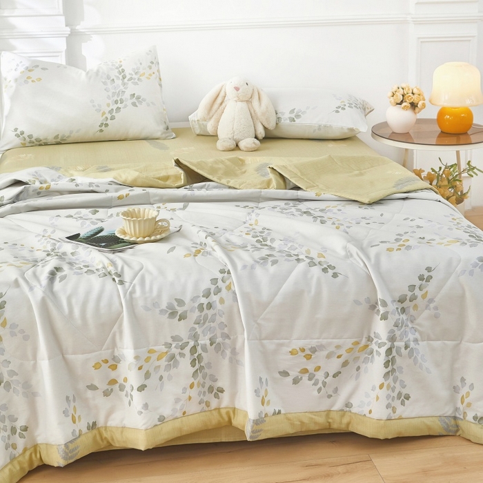 91家纺网 家纺一手货源 找家纺 黛妮雅 2026新款里外全棉印花棉花被纯棉夏被夏凉被空调被 夏被四件套心语