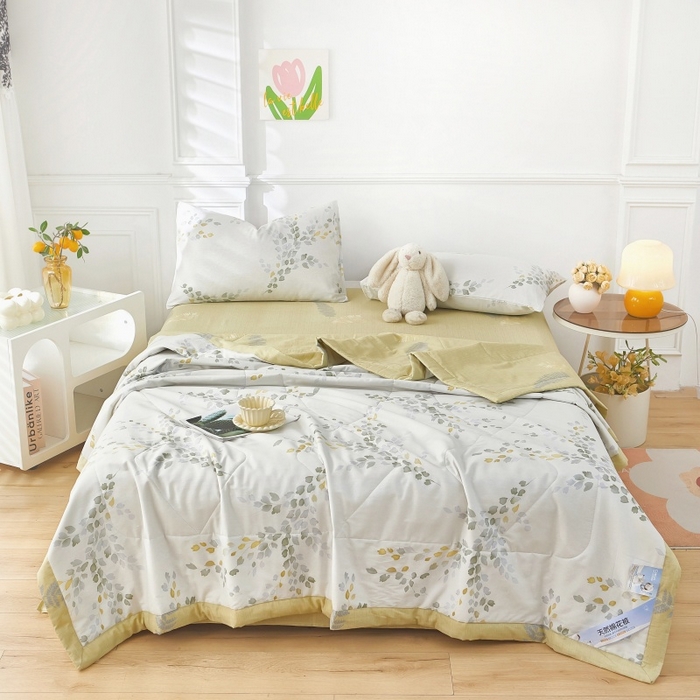 91家纺网 家纺一手货源 找家纺 黛妮雅 2026新款里外全棉印花棉花被纯棉夏被夏凉被空调被 夏被四件套心语