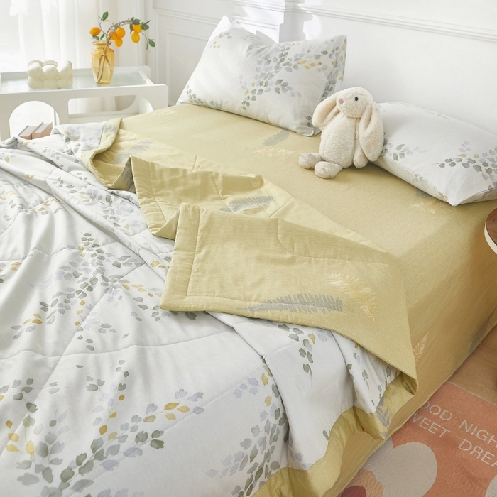 91家纺网 家纺一手货源 找家纺 黛妮雅 2026新款里外全棉印花棉花被纯棉夏被夏凉被空调被 夏被四件套心语