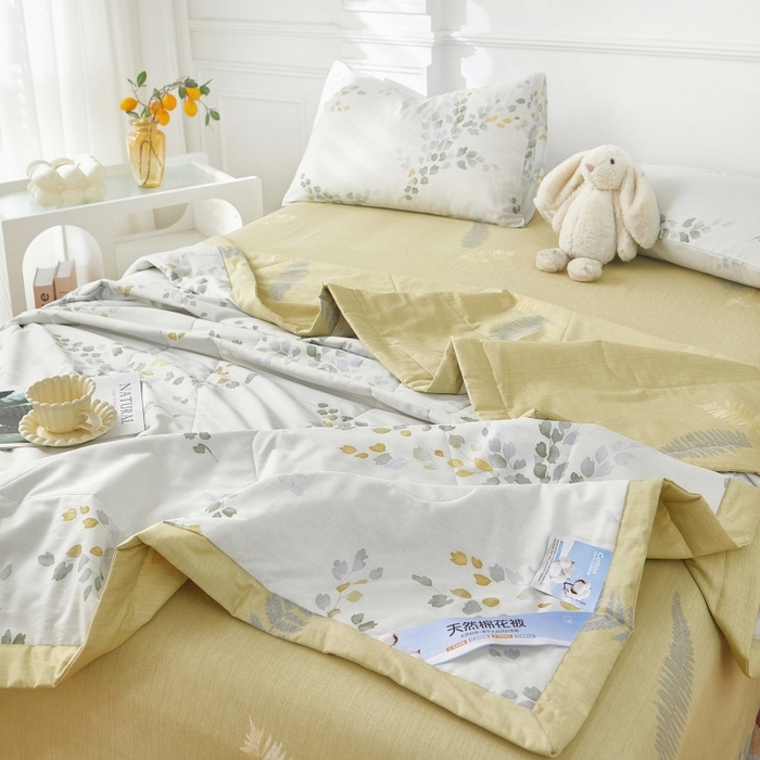 91家纺网 家纺一手货源 找家纺 黛妮雅 2026新款里外全棉印花棉花被纯棉夏被夏凉被空调被 夏被四件套心语