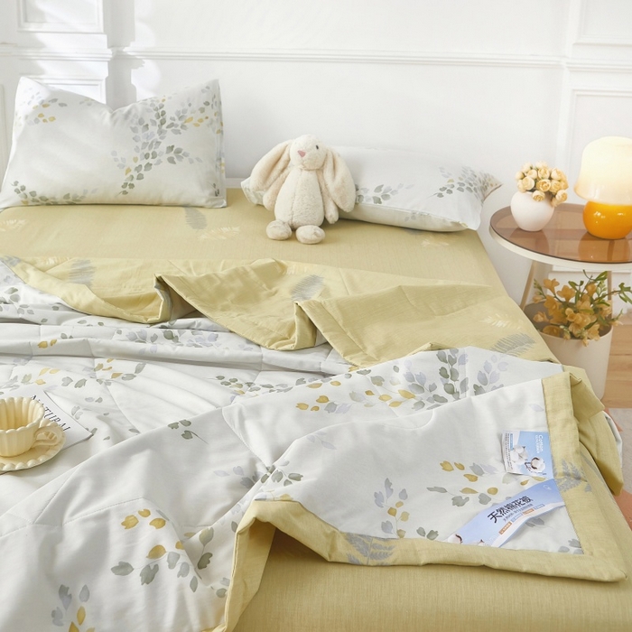 91家纺网 家纺一手货源 找家纺 黛妮雅 2026新款里外全棉印花棉花被纯棉夏被夏凉被空调被 夏被四件套心语