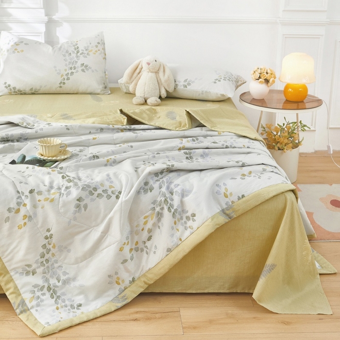 91家纺网 家纺一手货源 找家纺 黛妮雅 2026新款里外全棉印花棉花被纯棉夏被夏凉被空调被 夏被四件套心语