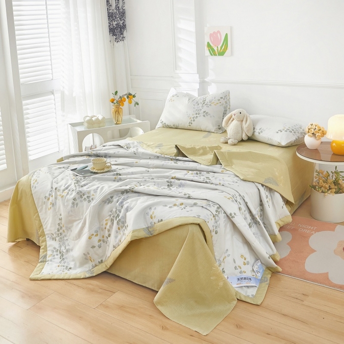 91家纺网 家纺一手货源 找家纺 黛妮雅 2026新款里外全棉印花棉花被纯棉夏被夏凉被空调被 夏被四件套心语