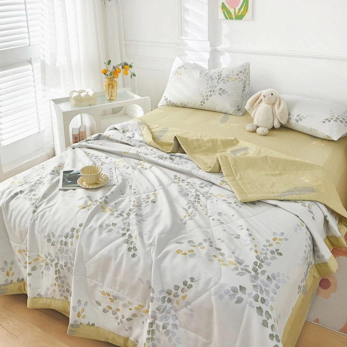 91家纺网 家纺一手货源 找家纺 黛妮雅 2026新款里外全棉印花棉花被纯棉夏被夏凉被空调被 夏被四件套心语