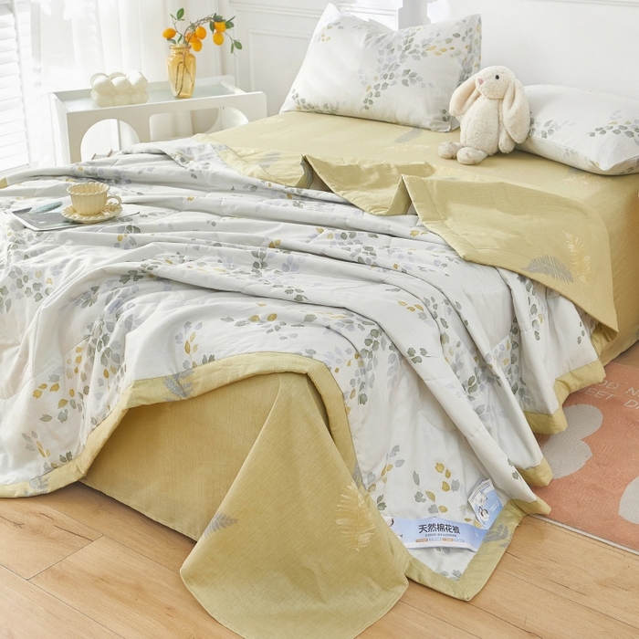 91家纺网 家纺一手货源 找家纺 黛妮雅 2026新款里外全棉印花棉花被纯棉夏被夏凉被空调被 夏被四件套心语