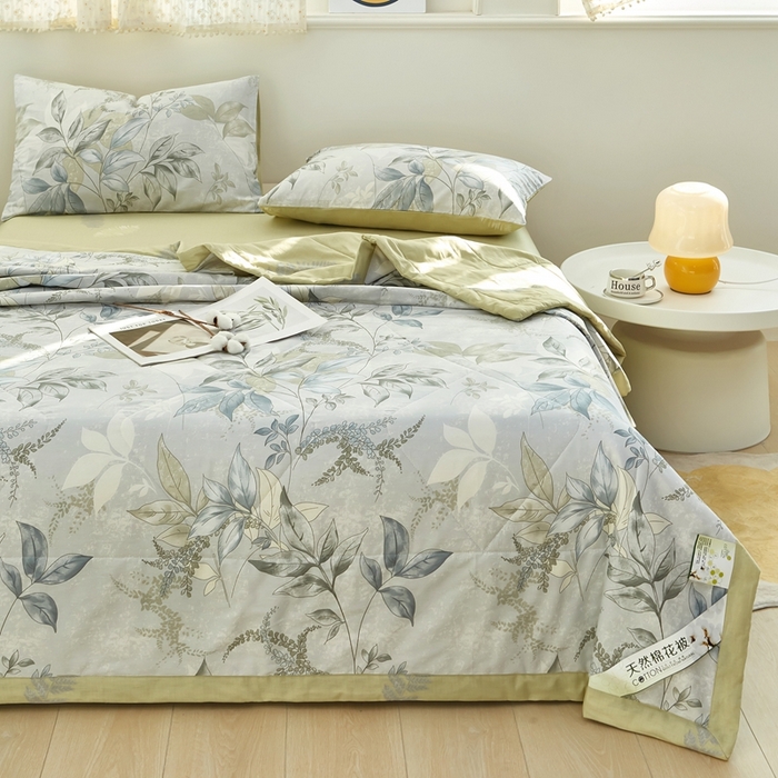 91家纺网 家纺一手货源 找家纺 黛妮雅 2026新款里外全棉印花棉花被纯棉夏被夏凉被空调被 夏被四件套秋海棠