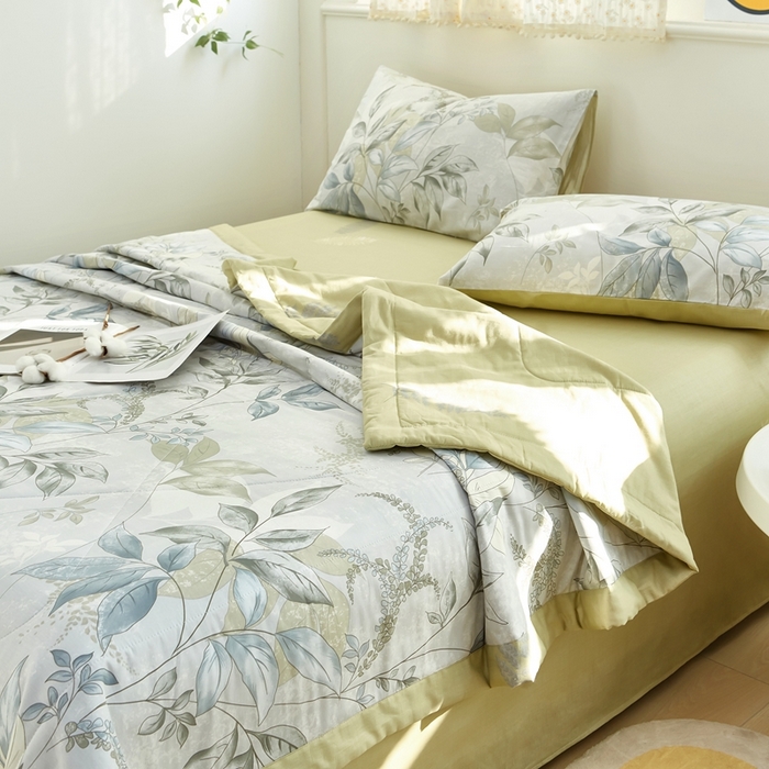 91家纺网 家纺一手货源 找家纺 黛妮雅 2026新款里外全棉印花棉花被纯棉夏被夏凉被空调被 夏被四件套秋海棠