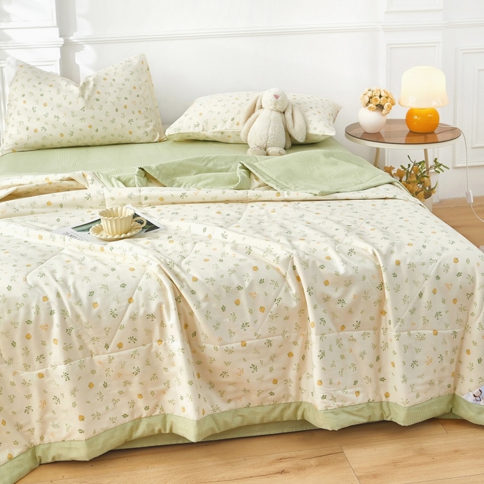 91家纺网 家纺一手货源 找家纺 黛妮雅 2026新款里外全棉印花棉花被纯棉夏被夏凉被空调被 夏被四件套知夏