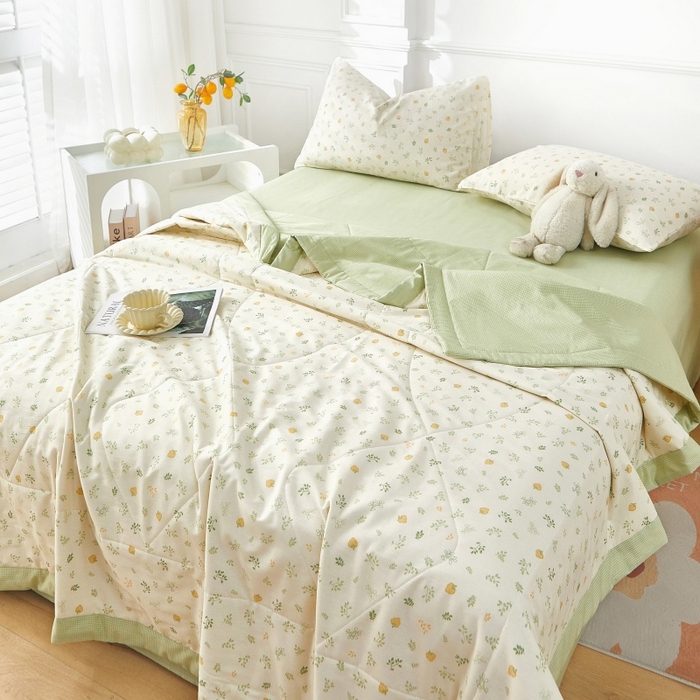 91家纺网 家纺一手货源 找家纺 黛妮雅 2026新款里外全棉印花棉花被纯棉夏被夏凉被空调被 夏被四件套知夏