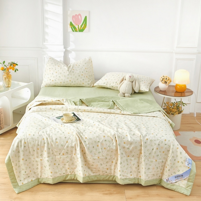 91家纺网 家纺一手货源 找家纺 黛妮雅 2026新款里外全棉印花棉花被纯棉夏被夏凉被空调被 夏被四件套知夏