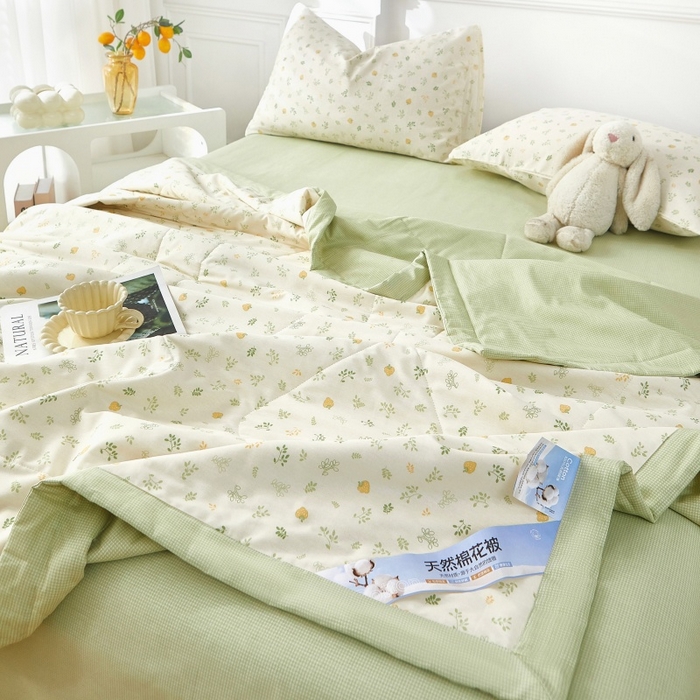 91家纺网 家纺一手货源 找家纺 黛妮雅 2026新款里外全棉印花棉花被纯棉夏被夏凉被空调被 夏被四件套知夏