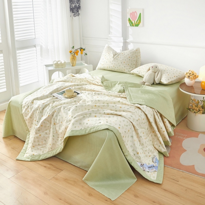 91家纺网 家纺一手货源 找家纺 黛妮雅 2026新款里外全棉印花棉花被纯棉夏被夏凉被空调被 夏被四件套知夏