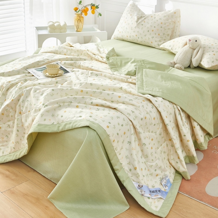 91家纺网 家纺一手货源 找家纺 黛妮雅 2026新款里外全棉印花棉花被纯棉夏被夏凉被空调被 夏被四件套知夏