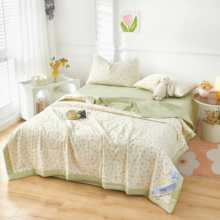 91家纺网 家纺一手货源 找家纺 黛妮雅 2026新款里外全棉印花棉花被纯棉夏被夏凉被空调被 夏被四件套知夏