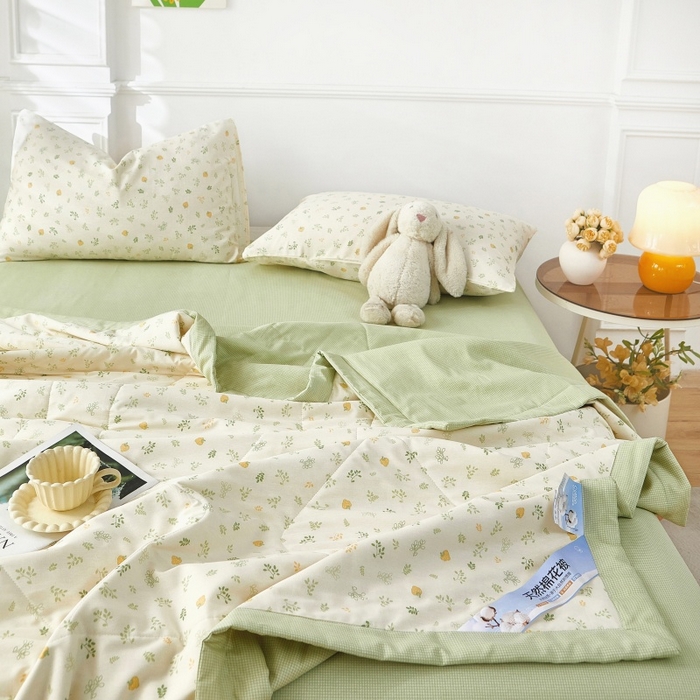 91家纺网 家纺一手货源 找家纺 黛妮雅 2026新款里外全棉印花棉花被纯棉夏被夏凉被空调被 夏被四件套知夏