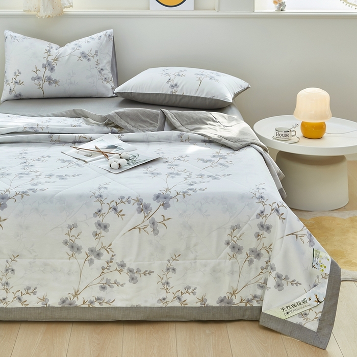 91家纺网 家纺一手货源 找家纺 黛妮雅 2026新款里外全棉印花棉花被纯棉夏被夏凉被空调被 夏被四件套暮云花香