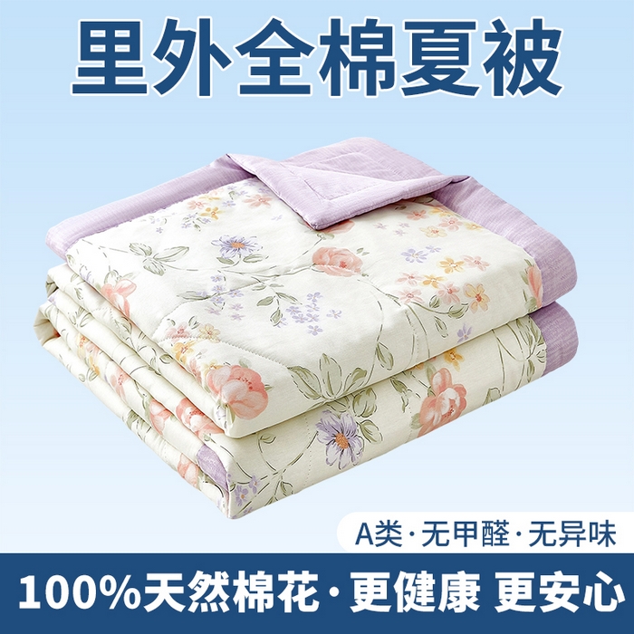 91家纺网 家纺一手货源 找家纺 （总）黛妮雅 2026新款全棉印花棉花被纯棉单件夏被夏凉被空调被 夏被四件套