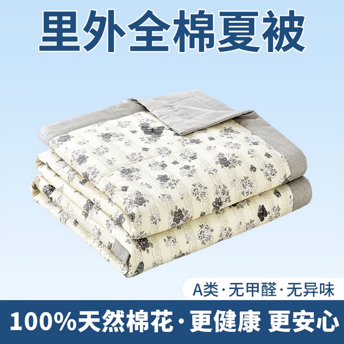 91家纺网 家纺一手货源 找家纺 （总）黛妮雅 2026新款全棉印花棉花被纯棉单件夏被夏凉被空调被 夏被四件套