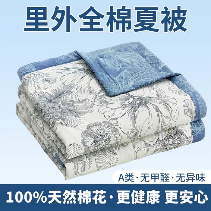91家纺网 家纺一手货源 找家纺 （总）黛妮雅 2026新款全棉印花棉花被纯棉单件夏被夏凉被空调被 夏被四件套