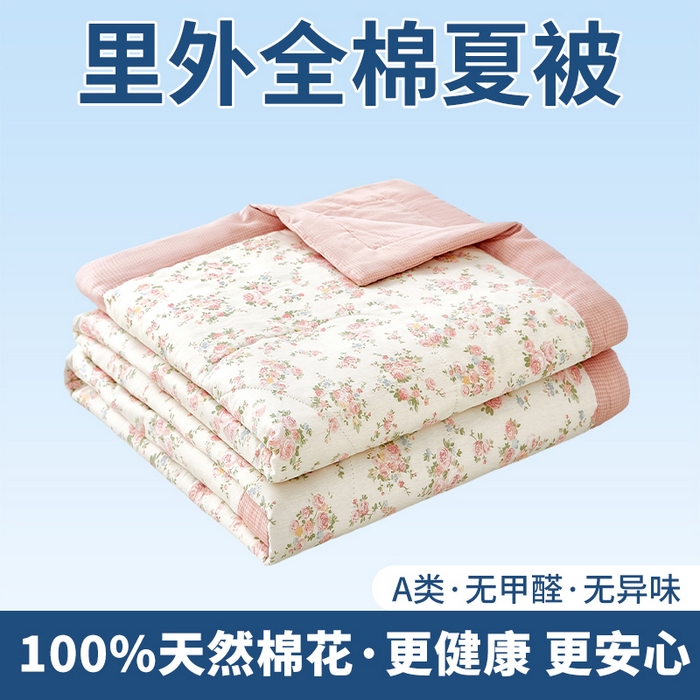 91家纺网 家纺一手货源 找家纺 （总）黛妮雅 2026新款全棉印花棉花被纯棉单件夏被夏凉被空调被 夏被四件套