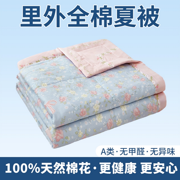 91家纺网 家纺一手货源 找家纺 （总）黛妮雅 2026新款全棉印花棉花被纯棉单件夏被夏凉被空调被 夏被四件套