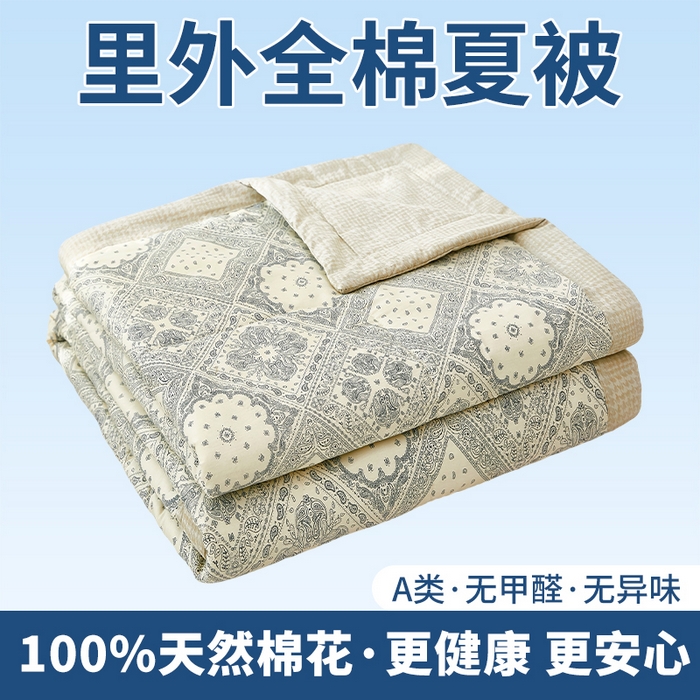91家纺网 家纺一手货源 找家纺 （总）黛妮雅 2026新款全棉印花棉花被纯棉单件夏被夏凉被空调被 夏被四件套