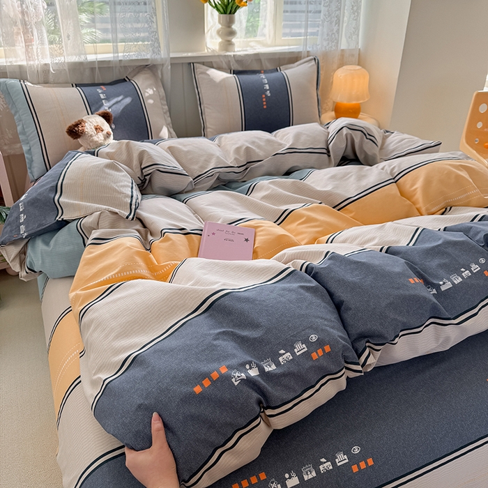 91家纺网 家纺一手货源 找家纺 简冠家纺 2026新款12868印花全棉四件套纯棉四件套 级光兰