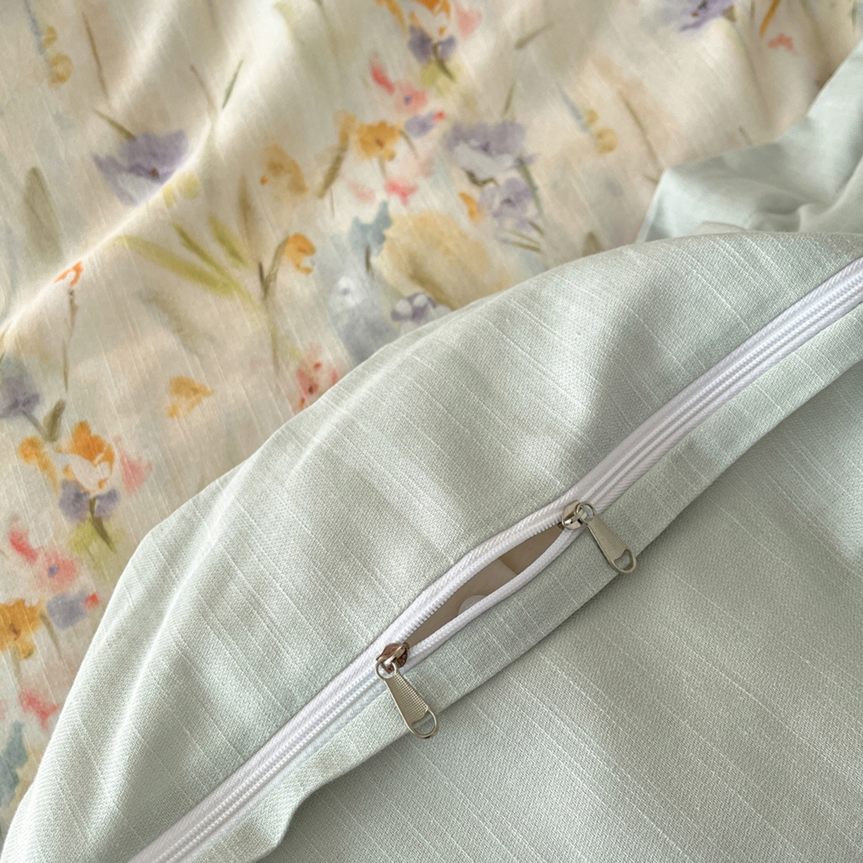 91家纺网 家纺一手货源 找家纺 （总）金昱纺 2026新款拼角工艺款数码印花棉麻四件套