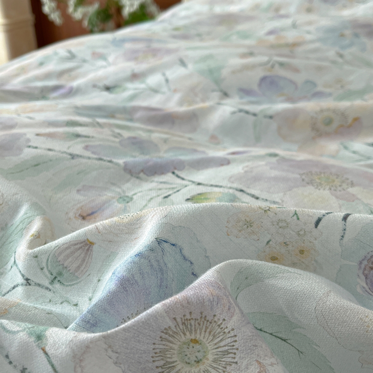 91家纺网 家纺一手货源 找家纺 金昱纺 2026新款拼角工艺款数码印花棉麻四件套 布拉格-兰