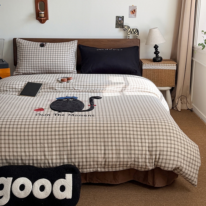 91家纺网 家纺一手货源 找家纺 （总）HL原创 2026新款全棉双层纱贴布绣四件套