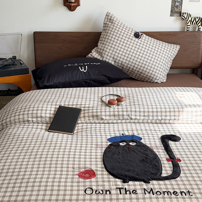 91家纺网 家纺一手货源 找家纺 （总）HL原创 2026新款全棉双层纱贴布绣四件套