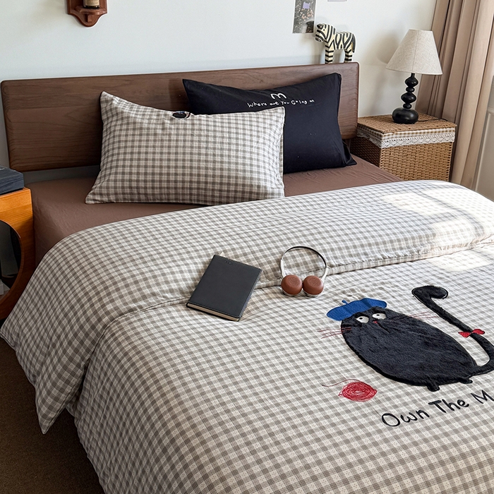 91家纺网 家纺一手货源 找家纺 （总）HL原创 2026新款全棉双层纱贴布绣四件套