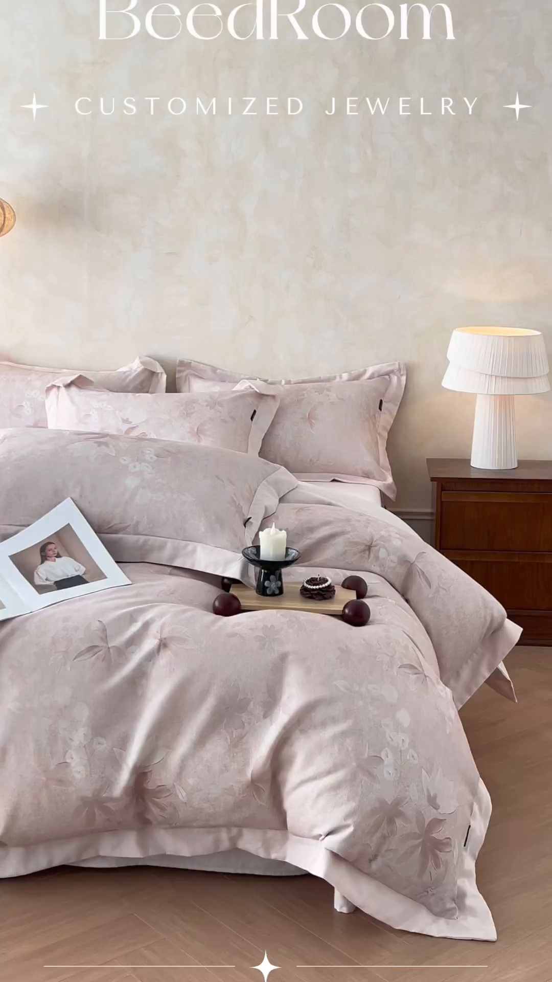 91家纺网 家纺一手货源 找家纺 金昱纺 2026新款拼角工艺款数码印花棉麻四件套 岁晚-咖