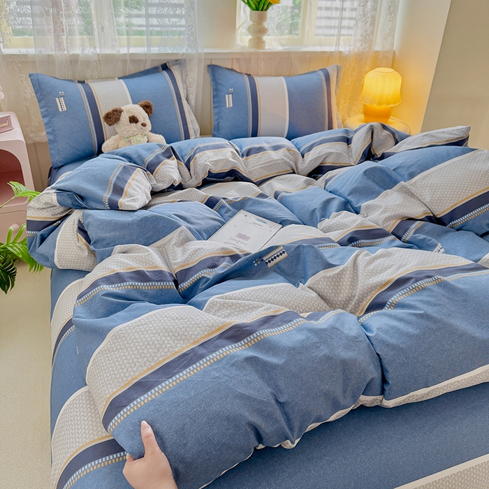 91家纺网 家纺一手货源 找家纺 简冠家纺 2026新款12868印花全棉四件套纯棉四件套 时光倒影