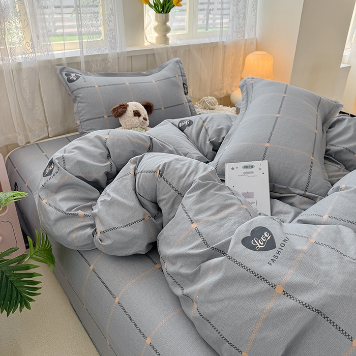 91家纺网 家纺一手货源 找家纺 简冠家纺 2026新款12868印花全棉四件套纯棉四件套 心动集灰