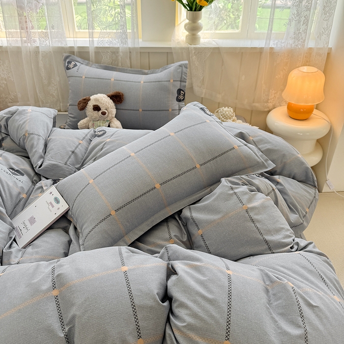 91家纺网 家纺一手货源 找家纺 简冠家纺 2026新款12868印花全棉四件套纯棉四件套 心动集灰