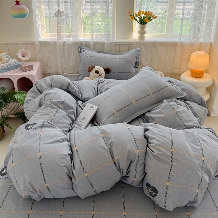 91家纺网 家纺一手货源 找家纺 简冠家纺 2026新款12868印花全棉四件套纯棉四件套 心动集灰