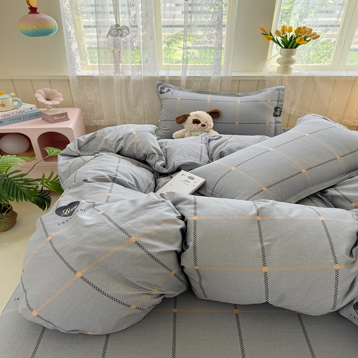 91家纺网 家纺一手货源 找家纺 简冠家纺 2026新款12868印花全棉四件套纯棉四件套 心动集灰