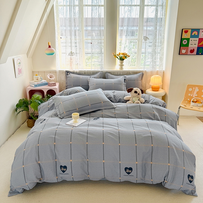 91家纺网 家纺一手货源 找家纺 简冠家纺 2026新款12868印花全棉四件套纯棉四件套 心动集灰