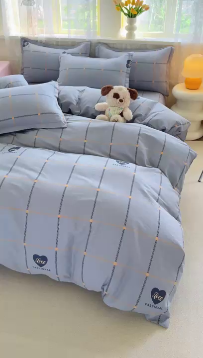 91家纺网 家纺一手货源 找家纺 简冠家纺 2026新款12868印花全棉单被套 心动集灰